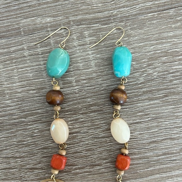 Multi Stone Drop Statement Earrings - Picture 2 of 11